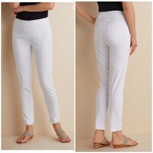 SOFT SURROUNDINGS WHITE STRAIGHT LEG FULL LENGTH STRETCH PANTS SIZE Large